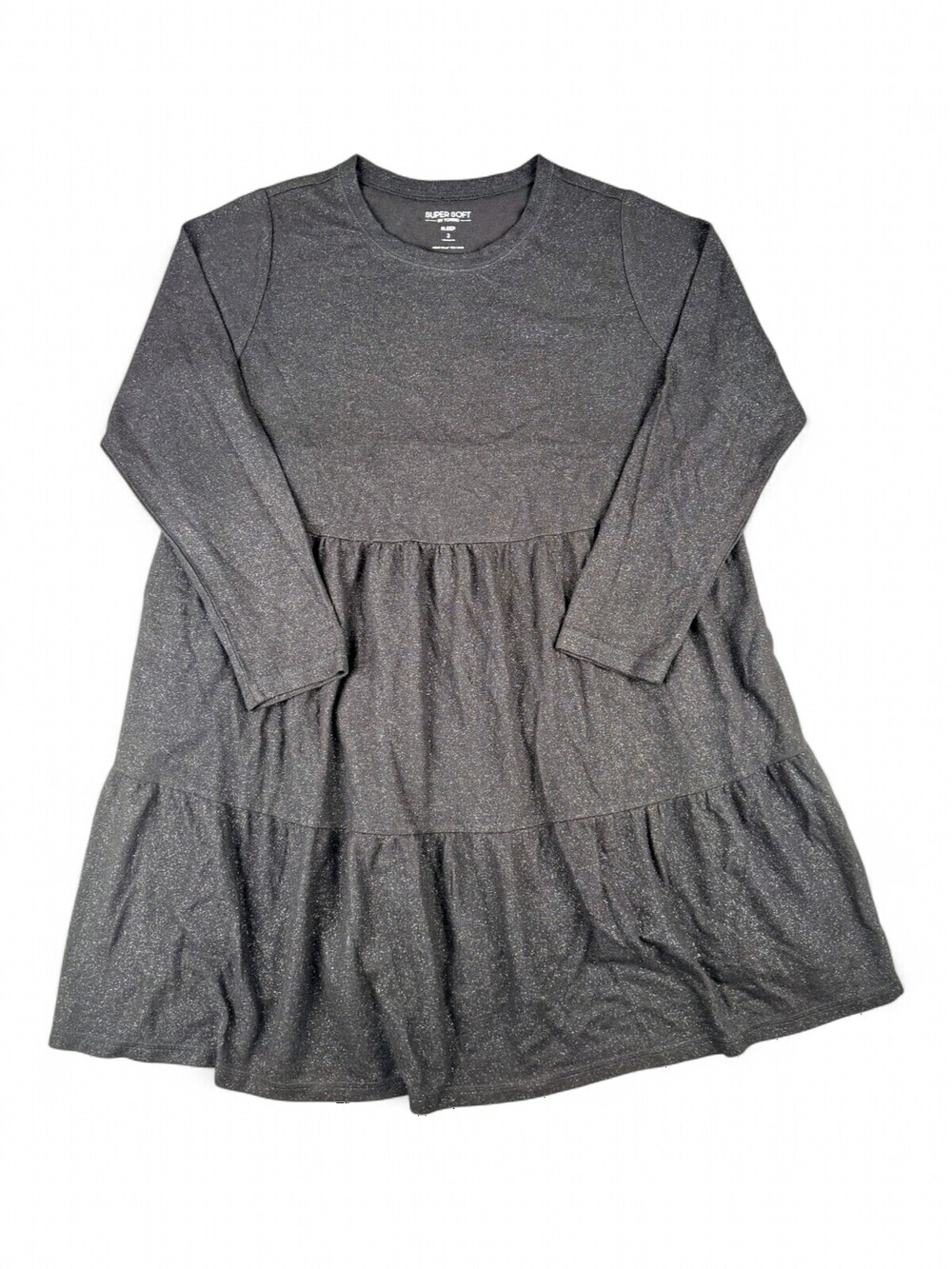 Torrid Super Soft Tiered Babydoll Long Sleeve Dress 2X Black